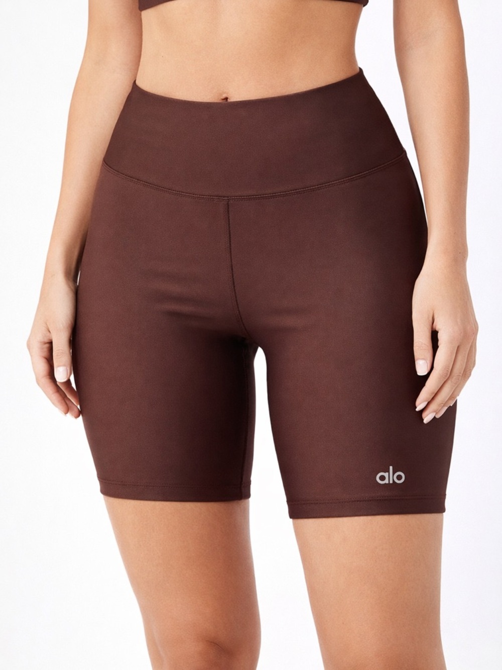ALO Yoga High-Rise Bike Shorts in Espresso - Size Small